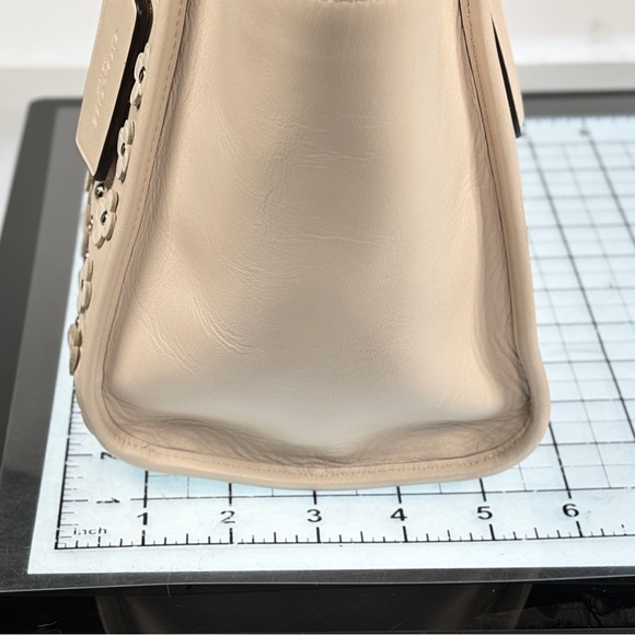 Coach Cream Beige Tea Rose Floral Studded Tote Bag shoulder bag - Picture 9 of 15